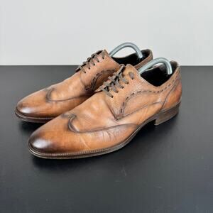 Johnston & Murphy Italy Made Wingtip Brown Leather Dress Shoes Men's 9